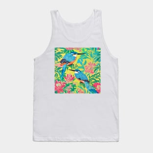 Chinoiserie kingfishers and flowers on yellow Tank Top